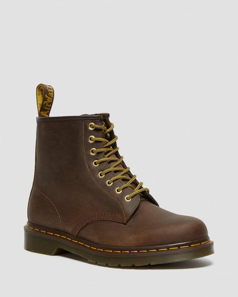 Brown Men\'s Dr Martens 1460 Crazy Horse Leather Lace Up Boots | CA 506QMA